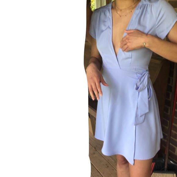 Light Blue Wrap Dress - Picture 4 of 5